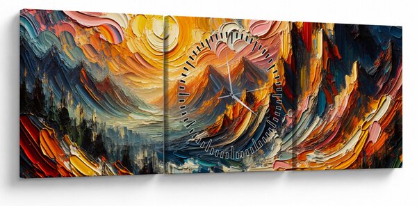 Obraz - Góry oświetlone słońcem (z zegarem) (90x30 cm)