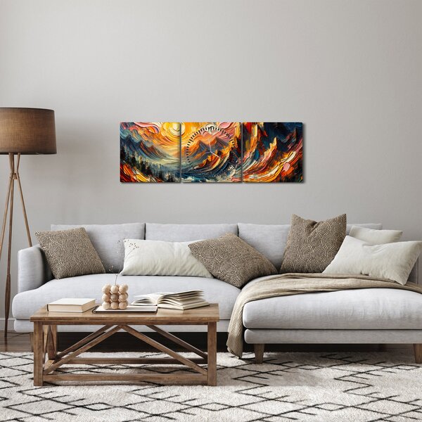 Obraz - Góry oświetlone słońcem (z zegarem) (90x30 cm)