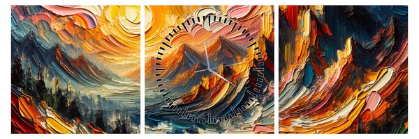 Obraz - Góry oświetlone słońcem (z zegarem) (90x30 cm)