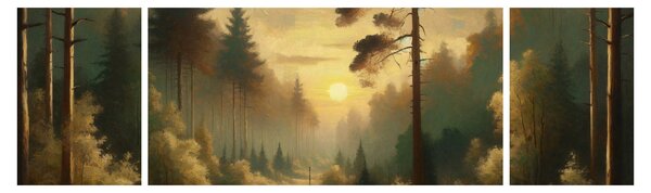 Obraz - Słońce świecące przez las (170x50 cm)