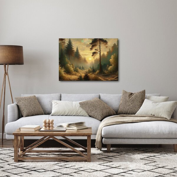 Obraz - Słońce świecące przez las (70x50 cm)