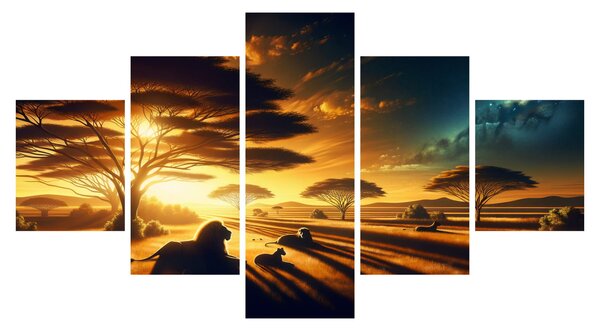 Obraz - Odpoczywające lwy (125x70 cm)