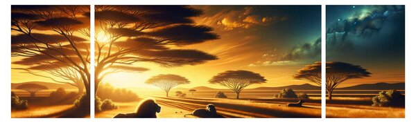 Obraz - Odpoczywające lwy (170x50 cm)