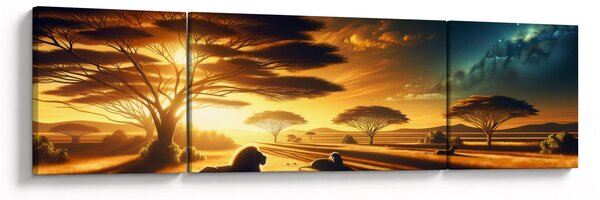 Obraz - Odpoczywające lwy (170x50 cm)