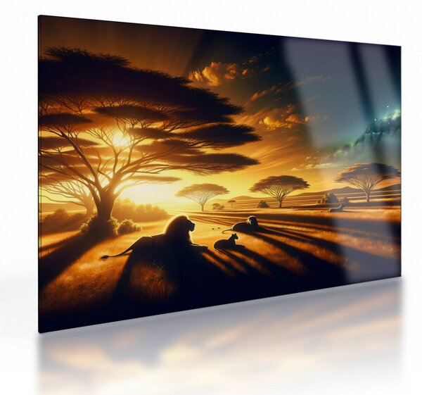 Obraz na szkle - Odpoczywające lwy (70x50 cm)