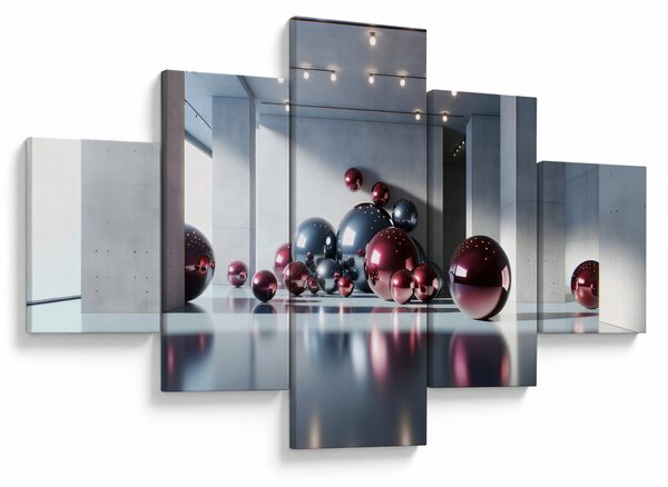 Obraz - 3D przestrzeń z kulami II. (125x70 cm)