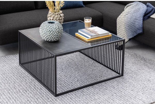 Czarny stolik ze szklanym blatem 80x80 cm Strington – Actona