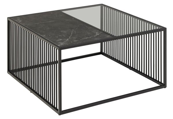 Czarny stolik ze szklanym blatem 80x80 cm Strington – Actona