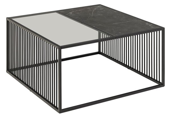 Czarny stolik ze szklanym blatem 80x80 cm Strington – Actona