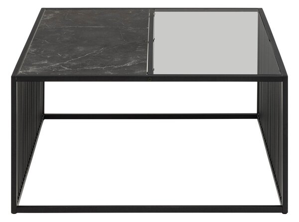 Czarny stolik ze szklanym blatem 80x80 cm Strington – Actona