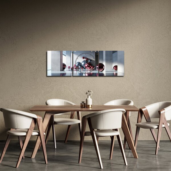 Obraz - 3D przestrzeń z kulami II. (z zegarem) (90x30 cm)