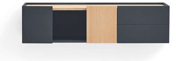 Antracytowo-naturalna niska komoda w dekorze dębu 110x23 cm Otto – Teulat