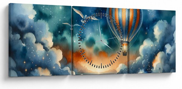 Obraz - Lot pod nocnym niebem (z zegarem) (90x30 cm)