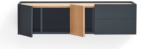 Antracytowo-naturalna niska komoda w dekorze dębu 110x23 cm Otto – Teulat