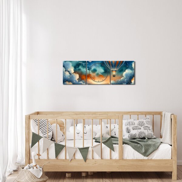 Obraz - Lot pod nocnym niebem (z zegarem) (90x30 cm)