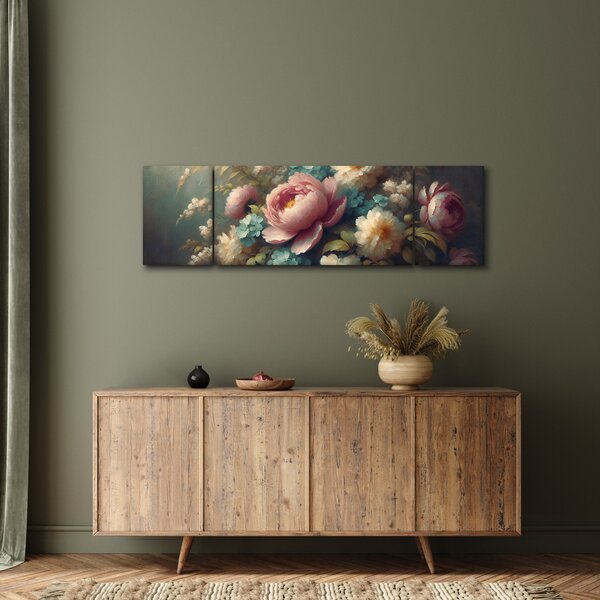 Obraz - Martwa natura z kwiatami - obraz (170x50 cm)