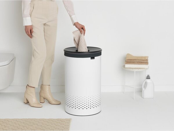 Biały metalowy kosz na pranie 60 l – Brabantia