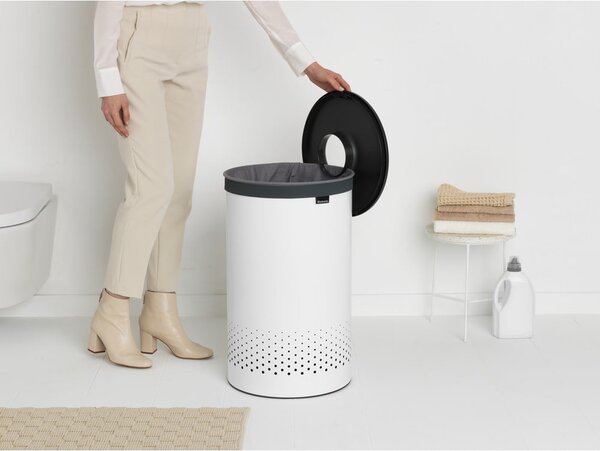 Biały metalowy kosz na pranie 60 l – Brabantia