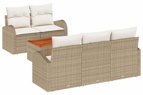 Zestaw Mebli Ogrodowych Komplet Wypoczynkowy 6-Częściowy Rattan Na Taras Balkon Ogród
