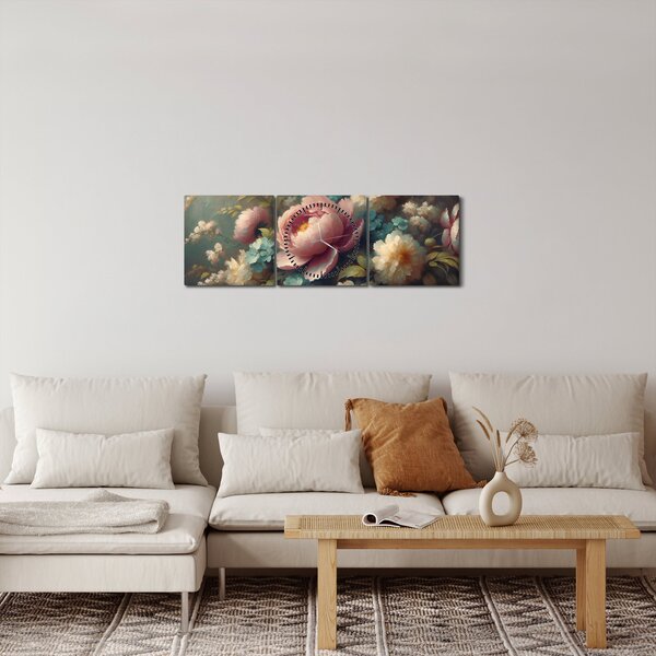 Obraz - Martwa natura z kwiatami - obraz (z zegarem) (90x30 cm)