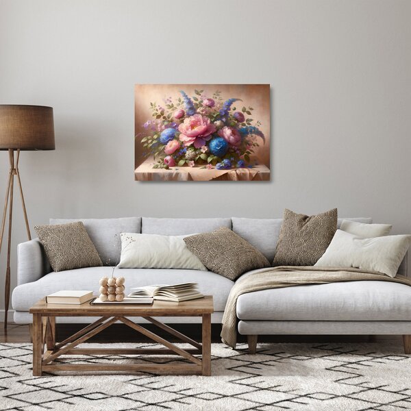 Obraz na szkle - Stół pełen kwiatów (70x50 cm)