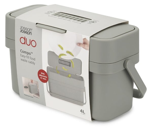 Szary pojemnik na odpadki organiczne 4 l Duo – Joseph Joseph