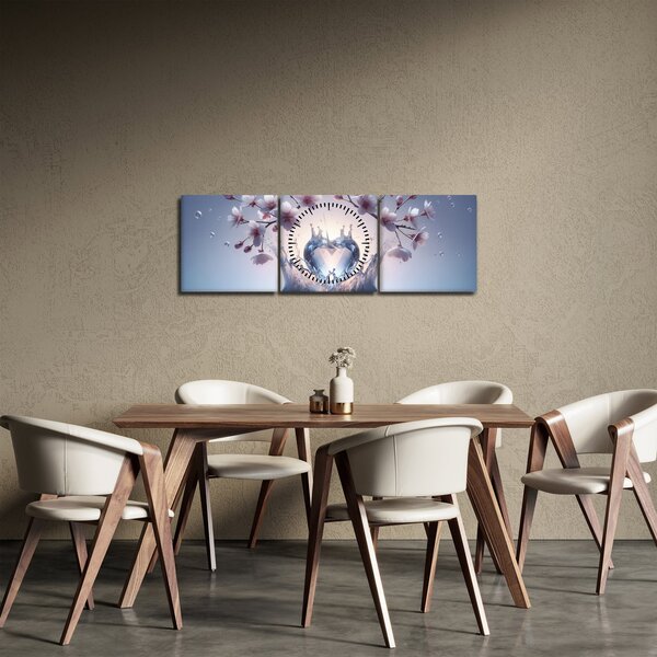 Obraz - Diamentowe serce (z zegarem) (90x30 cm)