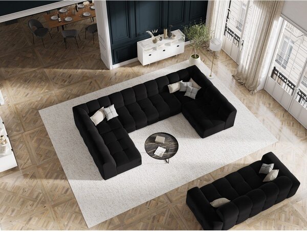 Czarna aksamitna sofa 222 cm Kendal – Micadoni Home