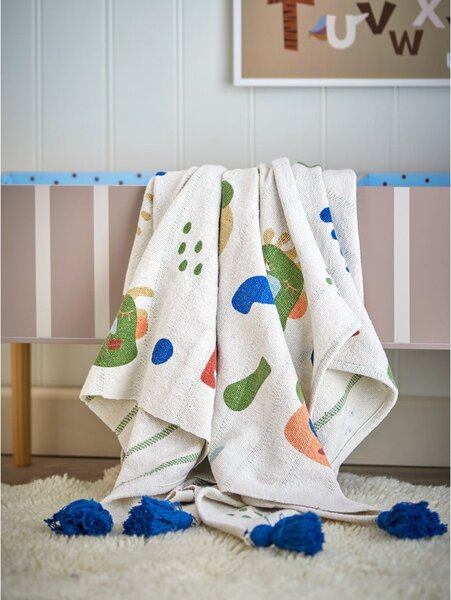 Kremowy koc dziecięcy z bawełny z recyklingu 130x160 cm Sylvie – Bloomingville Mini