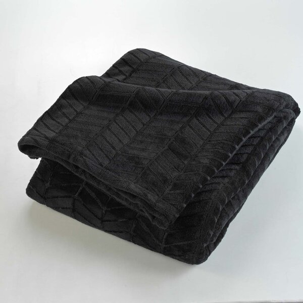Czarna narzuta z mikfroflaneli 180x220 cm Arya – douceur d'intérieur