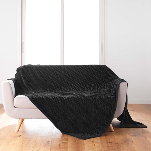 Czarna narzuta z mikfroflaneli 180x220 cm Arya – douceur d'intérieur