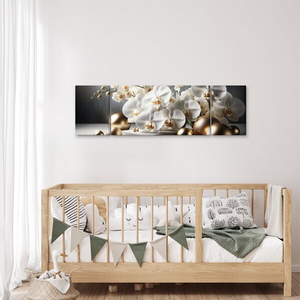 Obraz - Orchidea i złote kule (170x50 cm)