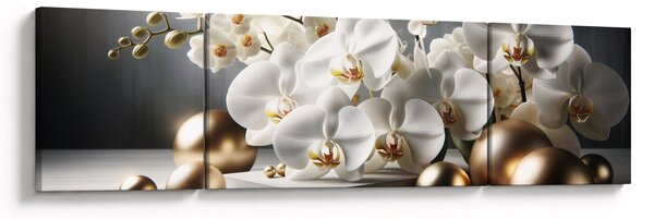 Obraz - Orchidea i złote kule (170x50 cm)