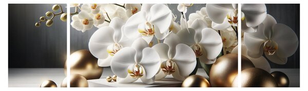 Obraz - Orchidea i złote kule (170x50 cm)