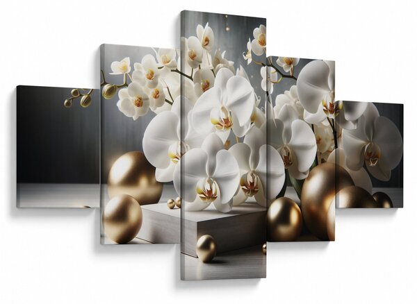 Obraz - Orchidea i złote kule (125x70 cm)