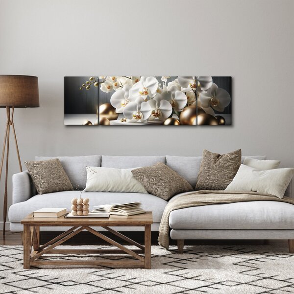 Obraz - Orchidea i złote kule (170x50 cm)