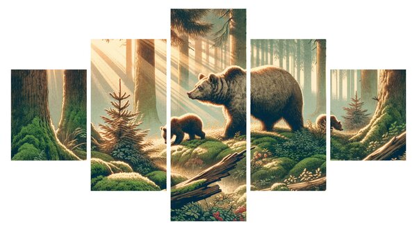 Obraz - Niedźwiedzie w lesie (125x70 cm)