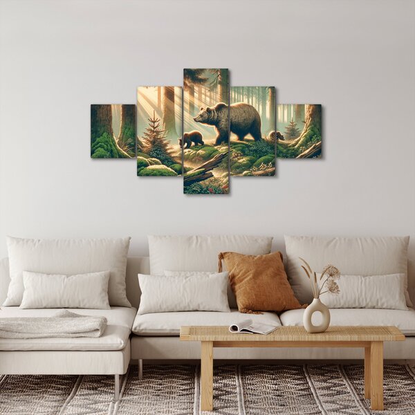 Obraz - Niedźwiedzie w lesie (125x70 cm)