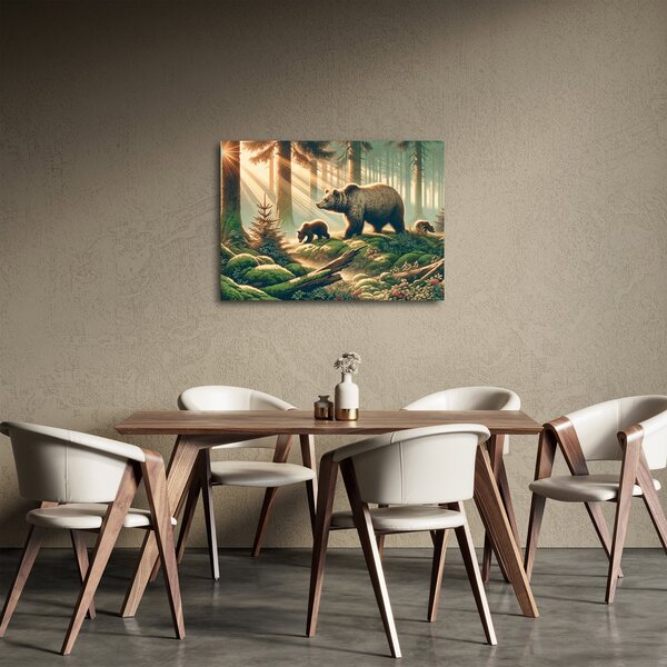 Obraz - Niedźwiedzie w lesie (70x50 cm)