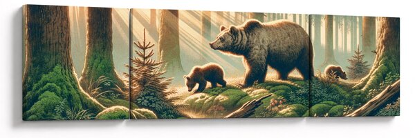 Obraz - Niedźwiedzie w lesie (170x50 cm)