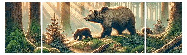 Obraz - Niedźwiedzie w lesie (170x50 cm)