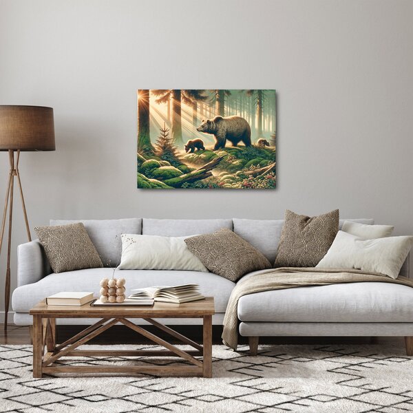 Obraz - Niedźwiedzie w lesie (70x50 cm)