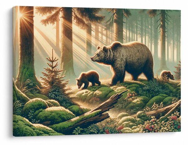Obraz - Niedźwiedzie w lesie (70x50 cm)