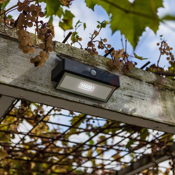 LUTEC Kinkiet zewnętrzny LED z panelem słonecznym ARROW, ciemnoszara, 18 cm, czujnik ARROW, aluminiowy / szary / cynkowy, aluminium, nowoczesny