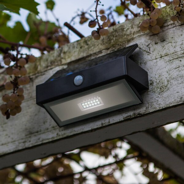 LUTEC Kinkiet zewnętrzny LED z panelem słonecznym ARROW, ciemnoszara, 18 cm, czujnik ARROW, aluminiowy / szary / cynkowy, aluminium, nowoczesny
