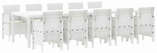 Zestaw do jadalni na zewnątrz z polirattanu - 10 miejsc, ergonomiczny design, biały matowy wykończenie