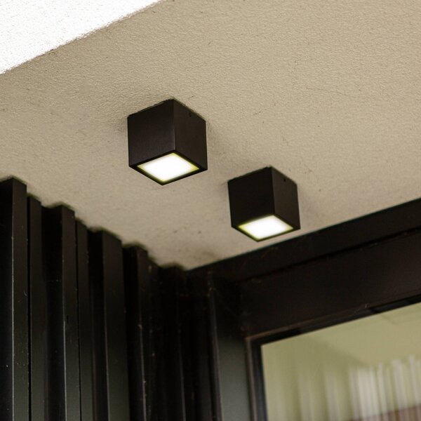 LUTEC Lampa sufitowa zewnętrzna LED GEMINI, ciemnoszara, 9 x cm, IP65 GEMINI, aluminiowy / szary / cynkowy, aluminium, nowoczesny