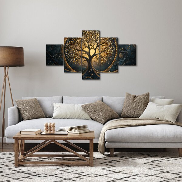 Obraz – Drzewo ze złotą aurą (125x70 cm)