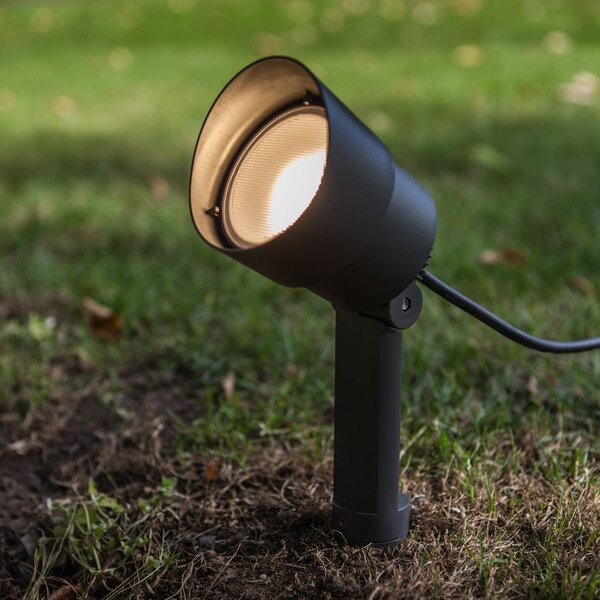 LUTEC Reflektor z grotem ziemnym LED EXPLORER, ciemnoszary, Ø 9 cm, IP54 EXPLORER, aluminiowy / szary / cynkowy, aluminium, nowoczesny