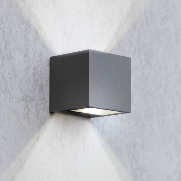 LUTEC Kinkiet zewnętrzny GEMINI, aluminiowy / szary / cynkowy, aluminium, nowoczesny